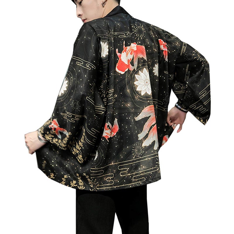 Seidarise Men's Haori Jacket Kimono Cardigan Yukata Noragi Happi Coat - Image 1